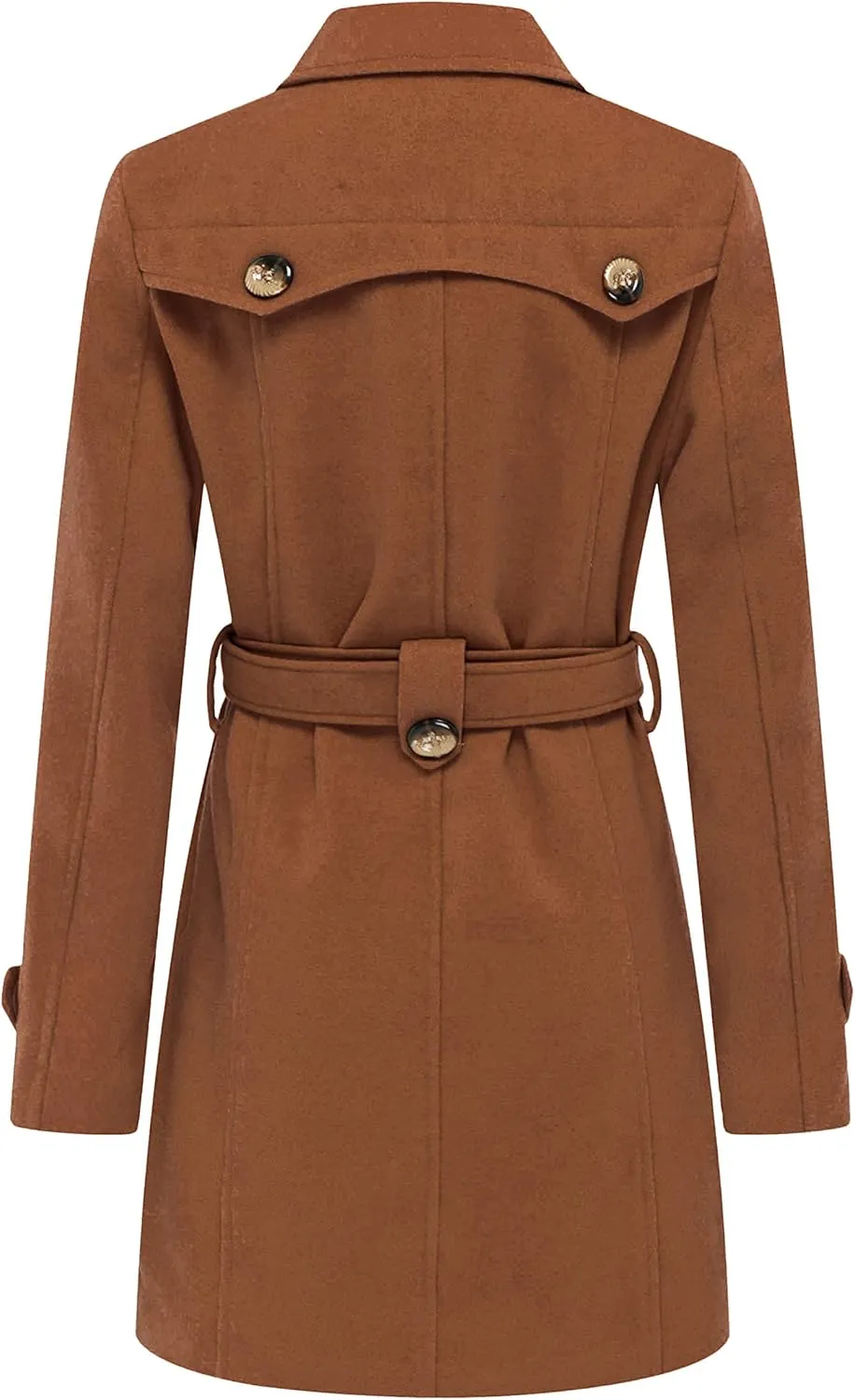 wantdo Women's Double Breasted Pea Coat Winter Mid-Long Trench Coat with Belt
