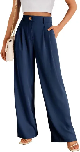 Wide Leg Dress Pants for Women Business Casual Work Trousers Long Straight Suit Pants High Waisted Slacks