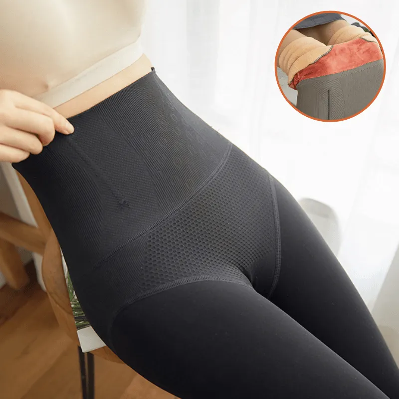 Women Fleece Lined Waist Shaper Thermal Translucent Tights