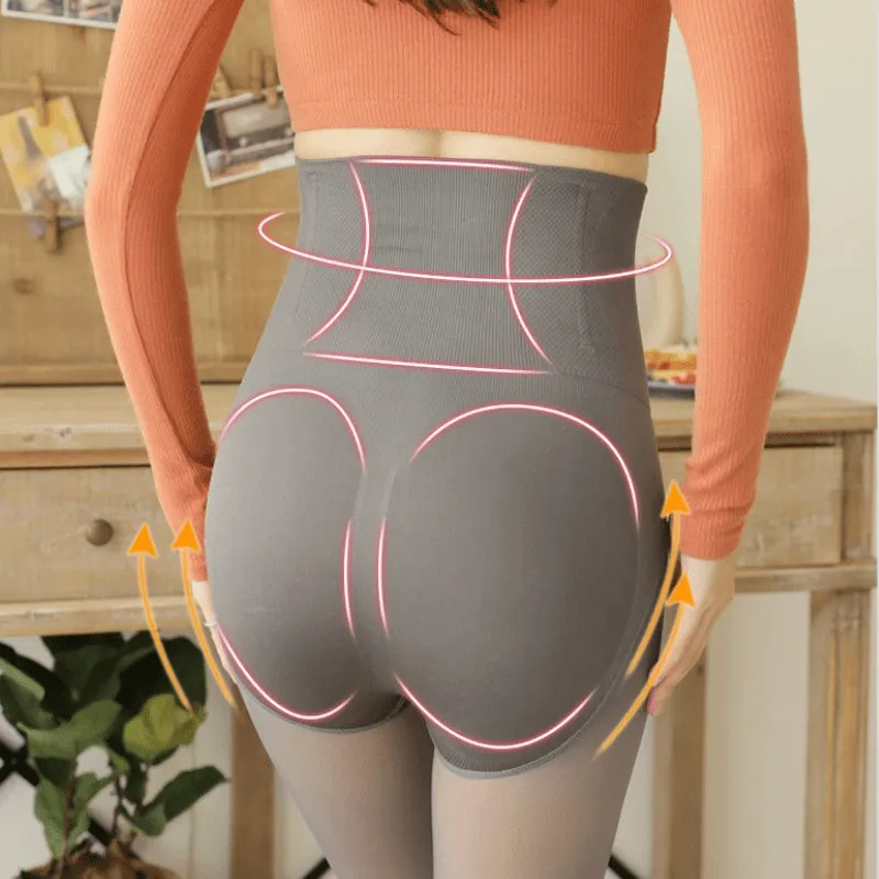 Women Fleece Lined Waist Shaper Thermal Translucent Tights