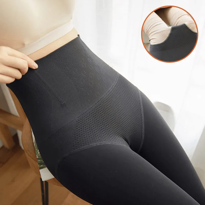 Women Fleece Lined Waist Shaper Thermal Translucent Tights