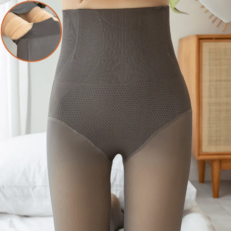 Women Fleece Lined Waist Shaper Thermal Translucent Tights