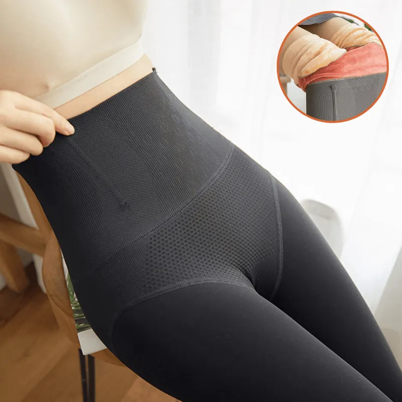 Women Fleece Lined Waist Shaper Thermal Translucent Tights