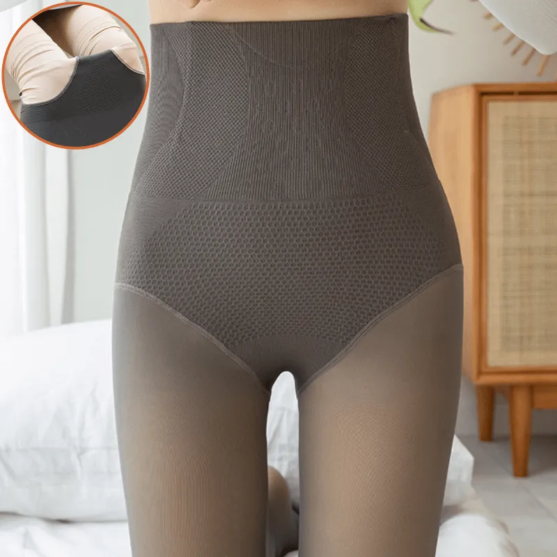 Women Fleece Lined Waist Shaper Thermal Translucent Tights