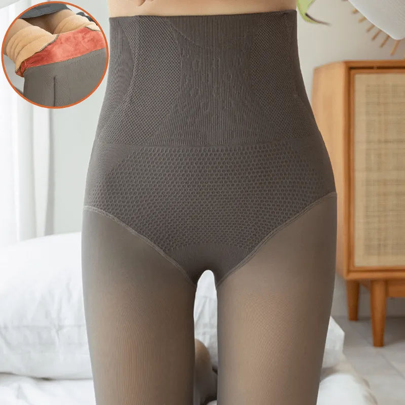 Women Fleece Lined Waist Shaper Thermal Translucent Tights