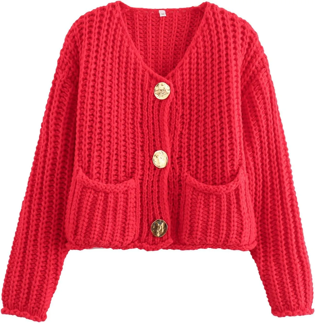Wyeysyt Women's Cropped Cardigan Sweater Button Down Long Sleeve Chunky Knit Sweater Coat