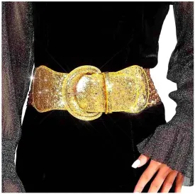 Yalice Sparkle Elastic Waist Belt for Women Stretchy Wide Dress Belts Bling Ladies Waistband with Sequins